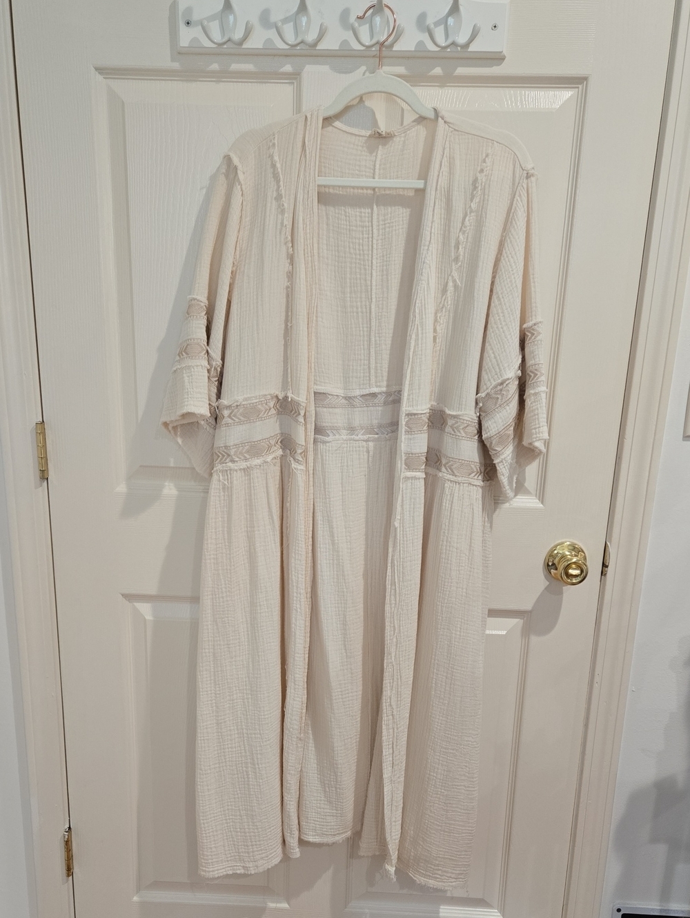 POL Cream Textured Open Cardigan